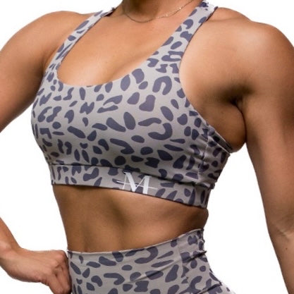 Grey Leopard Sports Bra