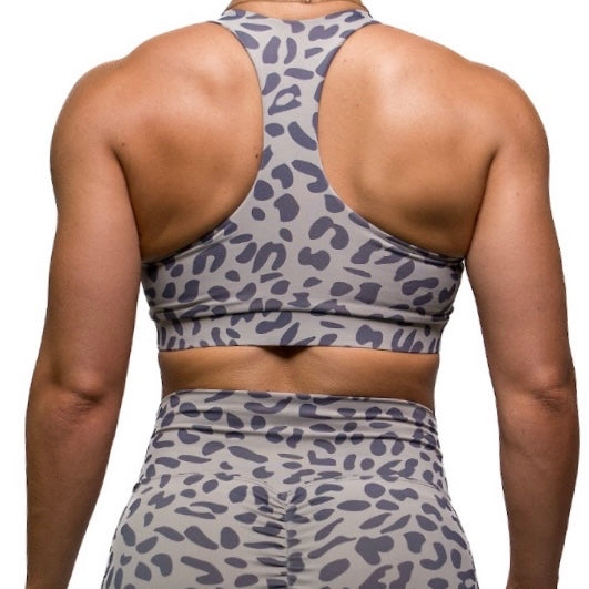 Grey Leopard Sports Bra