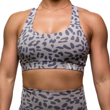 Grey Leopard Sports Bra