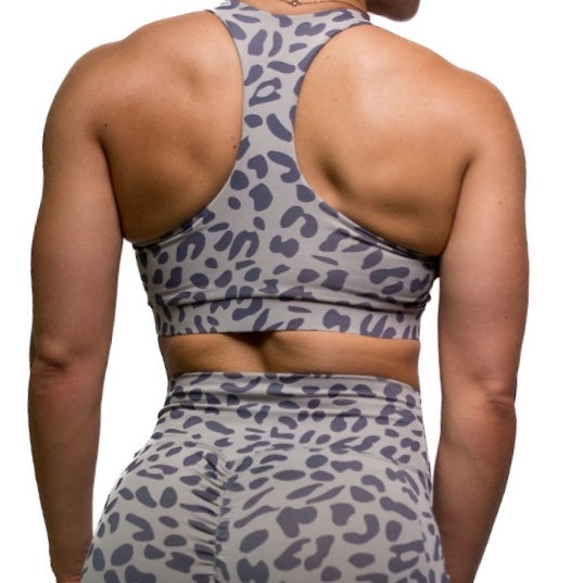 Grey Leopard Sports Bra